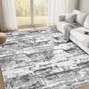 Area Rugs for Living Room: 5x7 Abstract Washable Rug Modern Neutral Large Soft Stain Resistant Non-Slip Backing Machine Table for Bedroom Dining Room Indoor Home Office Carpet - Black Grey