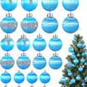 Poen 24 Pcs Christmas Balls Ornaments 3 Size Satin Silk Xmas Hanging Ball Decorations Luxury Shatterproof Christmas Tree Decor for Xmas Holiday Wedding Party Decoration(Teal)