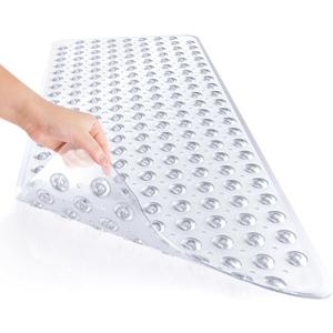 AmazerBath Shower Mat Non Slip 40 x 16 Inches, Shower Stall Mats with Suction Cups and Drain Holes, Non Slip Bath Mat for Tub for Elderly & Kids, Clear