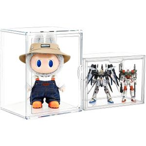 Clear Acrylic Display Case for Labubu, 15.35" Large Stackable Box Compatible with Let's Checkmate, Rock The Universe, Time to Chill, Fall in Wild Figures, for Vertical or Horizontal Display