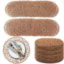 Threehoney Paper Braided Round Placemats Set of 24 Natural Boho Table Mats Rattan Woven Rustic Round Place Mats for Dining Tables Wedding Luau Summer Party Holiday Dinner Table Centerpiece Decoration