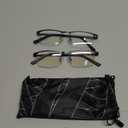 Blue Light Blocking Glasses, Lightweight Metal Half Frame Computer Reading/Gaming/TV/Phones Glasses, Filter UV Ray/Computer Glare with Spring Hinge Eyeglasses(Black+Gray)