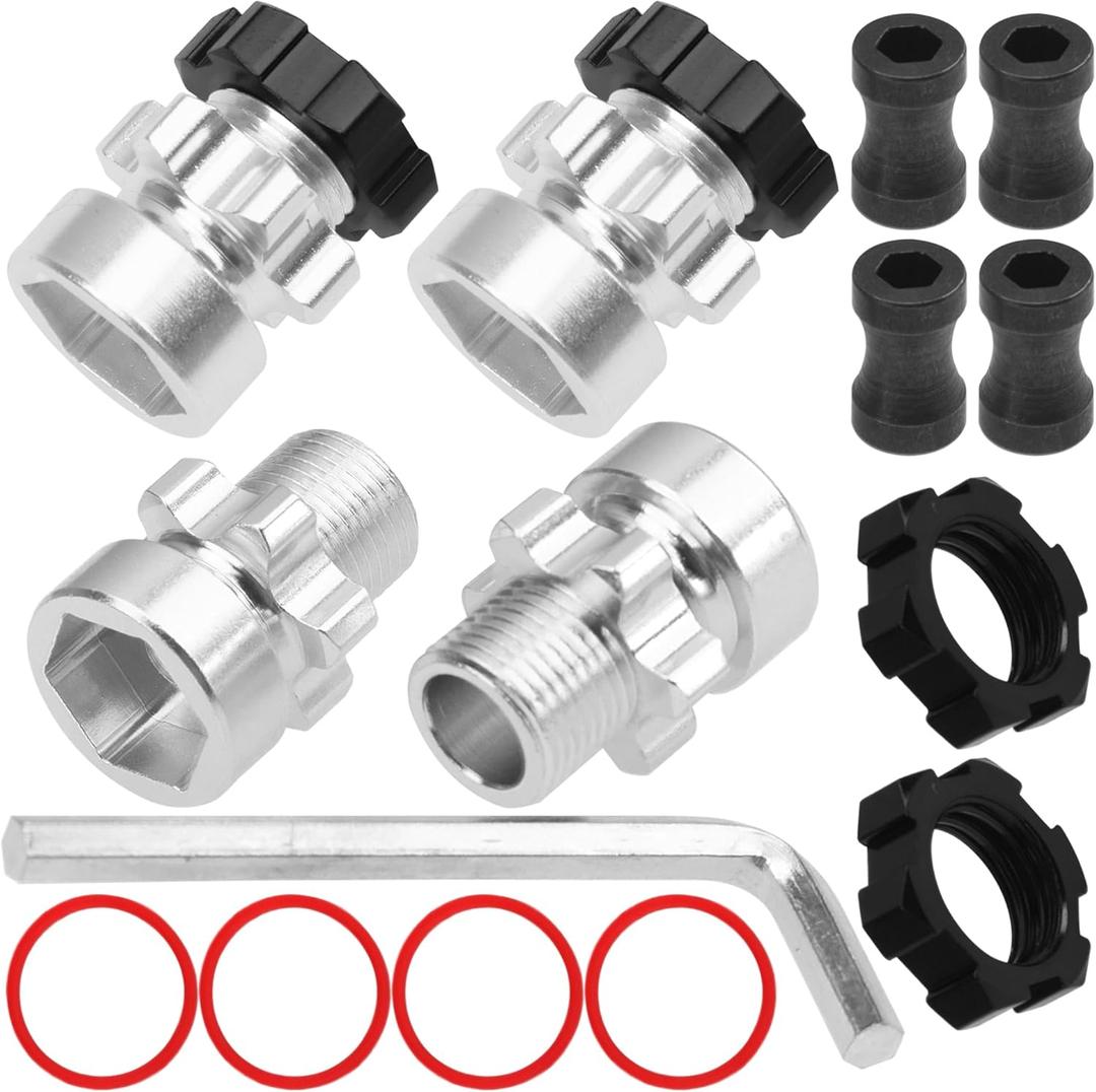 ShareGoo Metal 12mm to 17mm Wheel Hex Hub Adapter Compatible with Traxxas 1/10 Slash 2WD 4X4 Rustler Stampede 2WD 4X4 RC Car Upgrade Parts (Black)