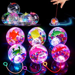 JOYIN 6 Pcs Light up Bouncy Balls, 2.4" LED Bouncy Balls with Random Mini Sea Animals, Bounce Toys for Kids Party Favors Birthdays Gifts Goodie Bags Stuffers Carnival Prizes