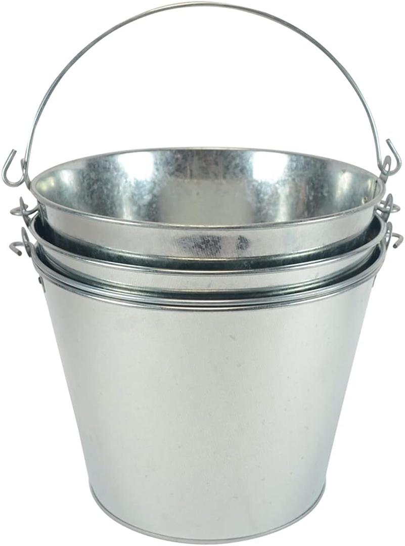 5-Quart Galvanized Pail Beer Bucket 9x9x7 inches (Pack of 3), SIZED at 9”W x 7”H, our galvanized buckets easily sit atop your home bar so guests can serve themselves