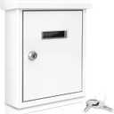 SereneLife Weatherproof Wall Mount Mailbox-Outdoor Galvanized Metal Key Large Capacity, Commercial Rural Home Decorative & Office Business Parcel Box Package Drop Slot Secure Lock, White
