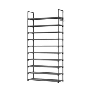 Kitsure Shoe Rack for Closet - 10-Tier Shoe Organizer with Hook Rack, Large-Capacity & Space-Saving Shoe Shelf for Entryway, Bedroom, Living Room,32.2" x 11.8" x 68.5", Black