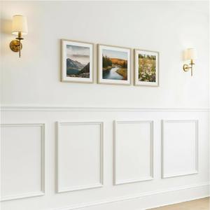 Pre Cut Wall Molding Kit, 2 Set 16" x 24" Wainscoting Panels, Ready-to-Assemble Door Trim Molding, Paintable Wall Moulding Panel for Interior Walls Door Picture Frame
