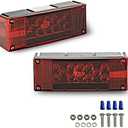 Wellmax 12V LED Trailer Lights, Submersible and Waterproof Low Profile Rectangular tail lights for RV, marine, boats, trailers
