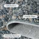 Collive Washable Area Rug 8x10, Vintage Distressed Rugs for Living Room Rugs 8x10 Non Slip Modern Bedroom Carpet Stain Resistant Aesthetic Print Accent Floor Mat for Dining Office - Blue/Grey