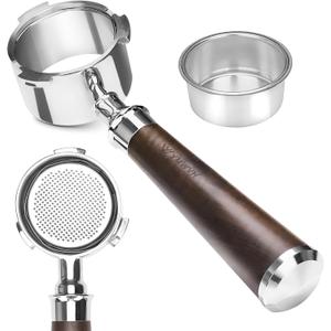 51mm Bottomless Portafilter 3 Ears, YMWVH Professional Espresso Portafilter 51mm for De-longhi EC680, EC685 & EC885 Espresso Machine, Stainless Steel Basket and Blackwood Handle