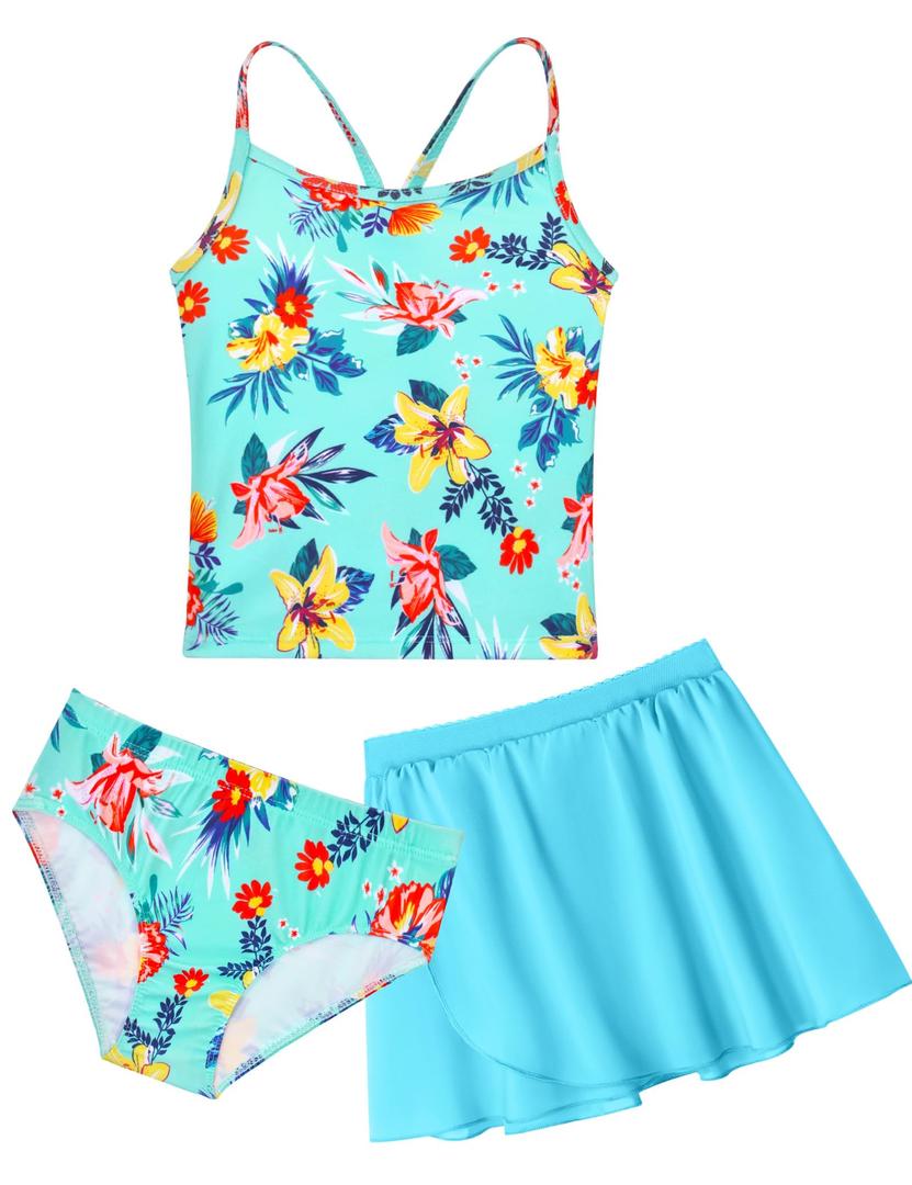 Snowheart Girls Swimsuit Size 8-9Y Flower Green