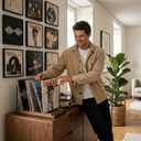 ZICOTO Decorative Vinyl Record Storage For Up to 75 Single Records Sturdy LP Holder Stand Organizes All Your Favorite Classic, Oldies, or Recent Hit Albums in Style