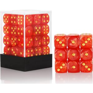 36 of Pack 12MM 6 Sided MINI Dice Set,Pearl Pattern Game Dice Set, 6 Sided Standard Dices for Yahtzee, Bunco or Teaching Math,with Portable Plastic Box(Red Pearl)