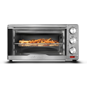 Gourmia GTF7350 6-in-1 Multi-function, Stainless Steel Air Fryer Oven - 6 Cooking Functions - Fry Basket, Oven Rack, Baking Pan & Crumb Tray, Included + Recipe Book