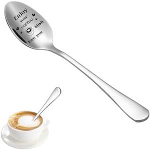 Set of 2 Pack, Enjoy Your Coffee Spoon Gift for Women Men Funny Coffee spoons for Best Friends BFF Birthday Gifts for Besties Sister Brother Enjoy Your Coffee Spoon for Husband Boyfriend Anniversary Present