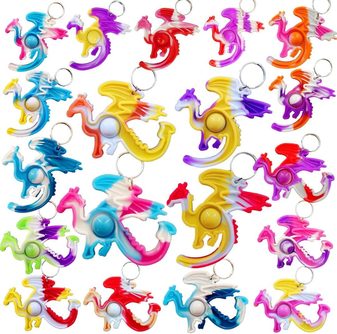 24 packs Dragon Bulk Mini pop Fidget Gift for Holiday Boys and Girls Kids Party Favors Supplies and Classroom Students Prize