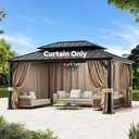 Gazebo Curtain Replacement Universal 4-Panel Sidewalls 12' x 16', Outdoor Gazebo Privacy Curtains with Zipper, Replacement for Outdoor, Patio Canopy, Garden and Backyard (Curtain Only) (Khaki)