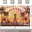 ZTHMOE Fabric 7x5ft Summer Seaside Ferris Wheel Photography Backdrop Sunset Palm Tree Beach Hawaiian Background Indoor Festival Party Decoration Holiday Photo Banner Booth