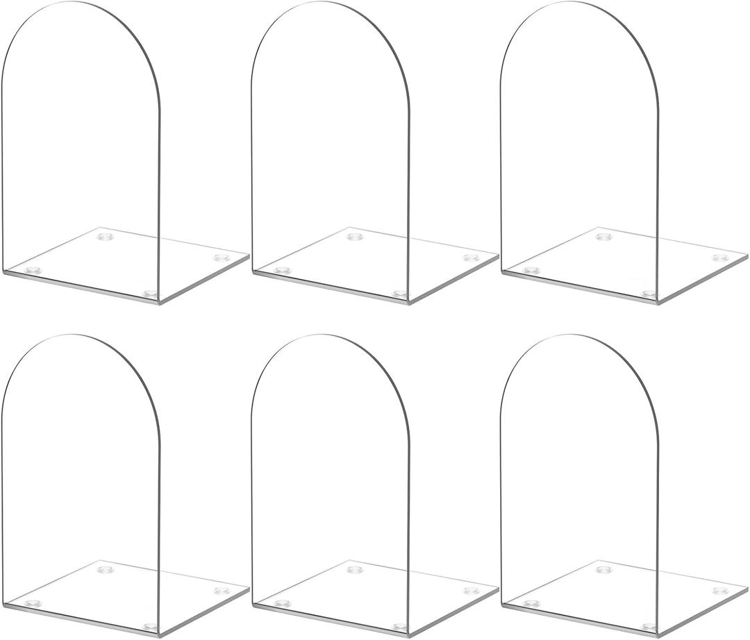 Acrylic Bookends 6 Pieces, Book Ends for Shelves, Clear Bookends for Shelves, Transparent Book Organizer for Desktop, Shlef Book Stopper for Home Office