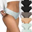 TIICHOO Period Underwear for Women Heavy Flow Period Bikini Seamless Leakproof Underwear 7 Pack (Medium, 3 Black/ 2 Smoke Green/ 1 Brown/ 1 Beige)