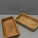 Wicker Storage Basket Rattan Tray Rectangular Wicker Basket Decorative Serving Tray Fruit Baskets Food Serving Holders for Storage Home Kitchen Restaurant Decor (8.2 x 4.3 x 1.6 inches)