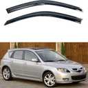 KPY Window Visor Compatible with Mazda 3 Hatchback 2004-2009, 4PC Rain Guard Side Window Vent Deflectors Tape-On Mugen Style, 2004 2005 2006 2007 2008 2009 (04-09 Mazda 3 Hatchback) 2 Pcs