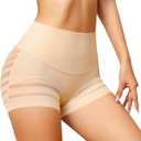 High Waisted Boyshorts Underwear for Women Tummy Control Sexy Mesh No Show Shapewear Panties for Ladies Medium