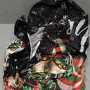 Casuru Christmas Fitted Tablecloth Ball Round Tablecloth with Elastic Waterproof Black Christmas Table Decorations for Patio Holiday Party Fits to 40"-44" Diameter Round Table