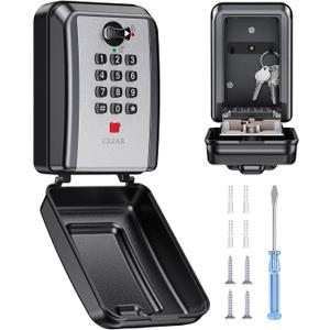 Wall-Mounted Key Lock Box, 12 Digit Combination Lock Box for Keys with Code, Large Capacity & Weatherproof Outdoor Lockbox, Key Safe Storage Lock Box for Home, Office, Garage