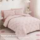 BLOOMHAVEN Twin XL Comforter Set for Girls, 5 Pieces Pink Bow Bedding Set, All Seasons Kids Twin Comforter Set with Sheets, Pillowcase & Sham