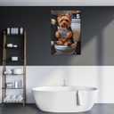 Bathroom Wall Decor Art Funny Silky Terrier Dog in Toilet Reading Newspaper Canvas Print Poster Pet Lover Gift Home Dog Theme Room Aesthetics Humorous Animal pictures 24x36inch Unframed (style-1-Unframed)