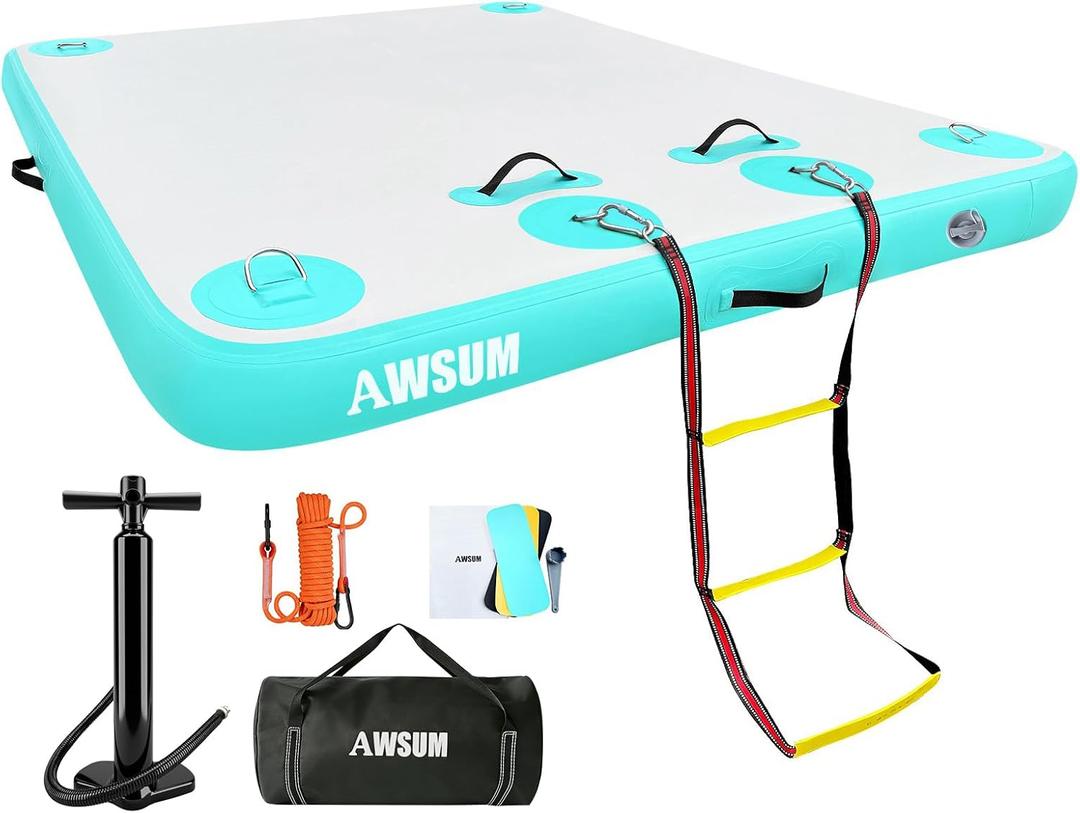 AWSUM Inflatable Floating Dock Air Dock Platform Floating Island Raft with None-Slip Surface for Pool Beach Ocean