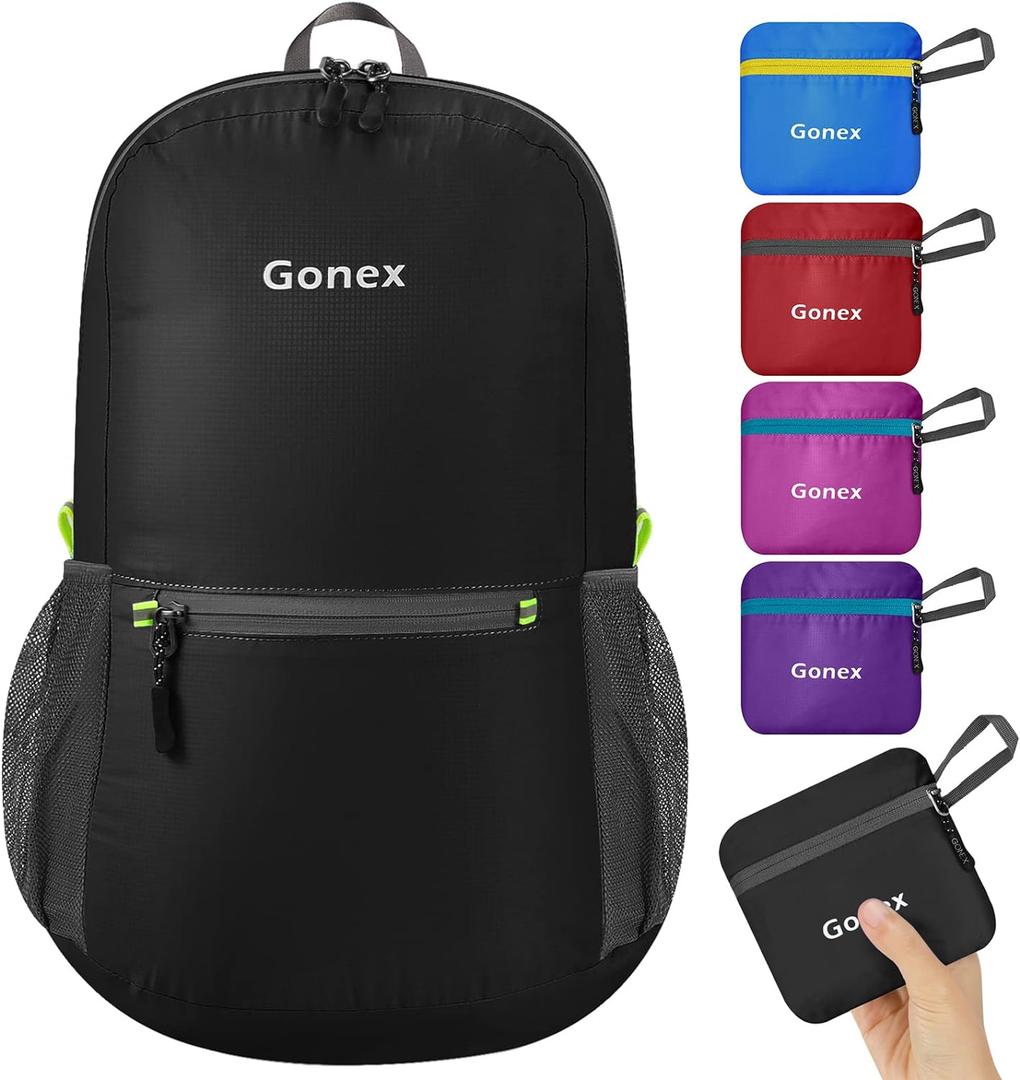 Gonex Ultra Lightweight Packable Backpack 20L Daypack Handy Foldable Camping Outdoor Travel Cycling Backpacking (Black)