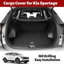 Octomo Retractable Cargo Cover for Kia Sportage 2023-2025 | Waterproof Leather Trunk Security Shade with Anti-Peeping Design | SUV Accessories (Excludes Hybrid Models, Black)
