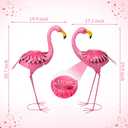 Set of 2 Pink Metal Standing Flamingo Planter Flower Pot | With Drainage Hole, Decorative Garden Sculpture for Lawn Patio, Yard, Indoor Outdoor Use for Trailing Flowers and Plants