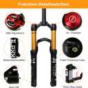 20 inch Bike Air Suspension Fork, 100mm Spacing Hub, 9mm QR,120mm Travel, 1 1/8" Straight Tube, Max 2.5" Tires, Ultralight Front Fork for Mountain, Touring, Folding, XC Bikes & E-Bikes