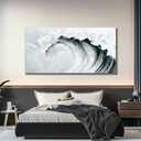 Yuaxker Large Ocean Wall Art Black and Gray Wall Decor Wave Aesthetic Artwork Cool Canvas Painting for Living Room Bedroom Dining Room Office Home Decor 30x60 Inch