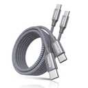 Long USB C to USB C Cable 12 FT, 2-Pack 60W PD Type C to C Cord Fast Charging Braided for iPhone 17 16 15 Pro Max, for MacBook/iPad, for Samsung Galaxy S25 S24 S23 S22 S21 S20 Ultra (Grey)