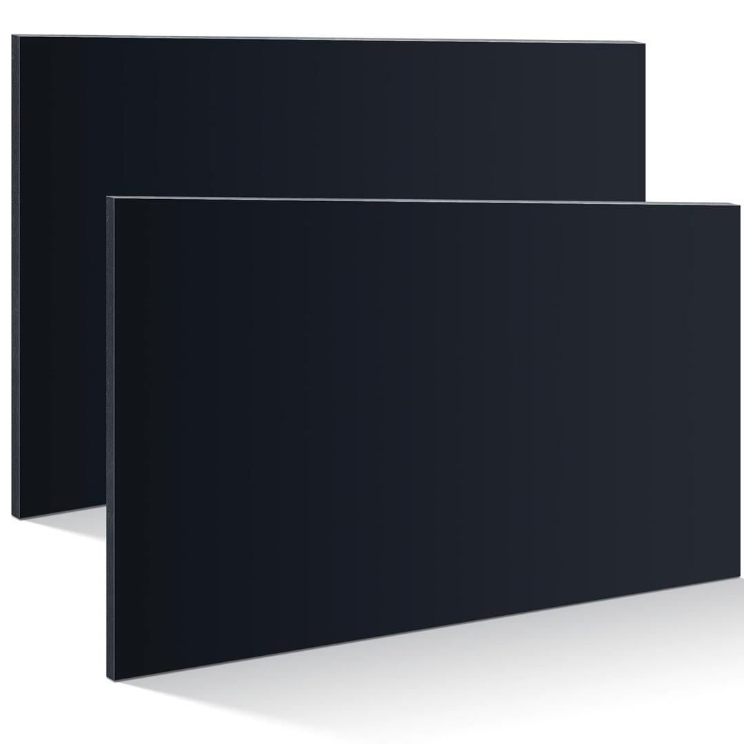 Wesiti 2 Pcs 1/4" Thick HDPE Plastic Sheets Thick Hard HDPE Polyethylene Sheet, High Density Polyethylene Board for Crafts Flat Panel DIY Materials for Home Decor Handicrafts (Black, 8 X 12'')