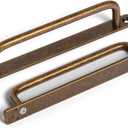 Set of 12, 5" Ceter to Center Sleek Antique Brass Cabinet Pulls - Vintage Minimalist Handles - Kitchen Pulls for Drawers - 5/16 Inches Diameter with Back Plate (5'' With Back Plate)
