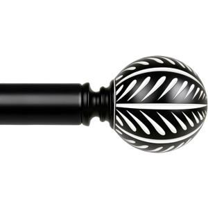 KAMANINA Wood Curtain Rods for Windows 32 to 58 Inch(2.6-4.8ft), 1 Inch Adjustable Drapery Rod, Decorative Heavy Duty Curtain Rods with Leaf Pattern Finials, Black