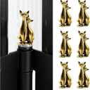 6 Packs Magnetic Door Hinge Toppers, Vintage Brass Hinge Head Decorative Topper, Finish Decor for Door, Drawer, Cabinet Hardware, Table, Shelf, Car (Couple Cats)
