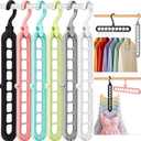Closet Organizers and Storage,College Dorm Room Essentials,Pack of 6 Multifunctional Organizer Magic Space Saving Hangers with 9 Holes Storage Organization for Wardrobe Closet (Multicolor)
