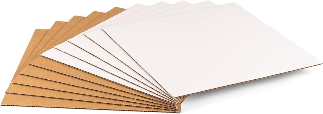 12" LP Record Mailers Insert Pads, 12.5x12.5 inch Corrugated Cardboard Sheets for DIY Crafts Art, 1/8 inch Thick, One-Side White, 25 Pcs