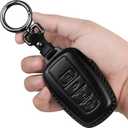 Tukellen for Toyota Key Fob Cover Genuine Leather With Keychain,Leather Key Case Protector Compatible with 2019-2025 Rav4 2020-2022 Highlander Corolla Prius 2018-2024 Camry Avalon C-HR GT86-Black