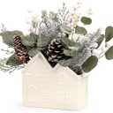 Small Christmas Tree Table Decorations, Artificial Mini Christmas Tree with Pine Cones, Christmas Plants Decorations in Ceramic Pot, Tabletop Ornaments for Home Indoor Fireplace Dining Table Decor