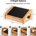 StrongTek Ergonomic Under Desk Footrest, 3 Adjustable Heights Wooden Office Footrest, Large Anti-Slip Surface, Improves Posture and Blood Circulation, up to 400lbs (Natural)