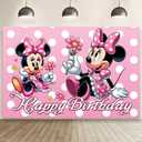 Minnie Birthday Decorations,Minnie Happy Birthday Banner Backdrop for Kids Birthday Party Supplies (5x3ft)