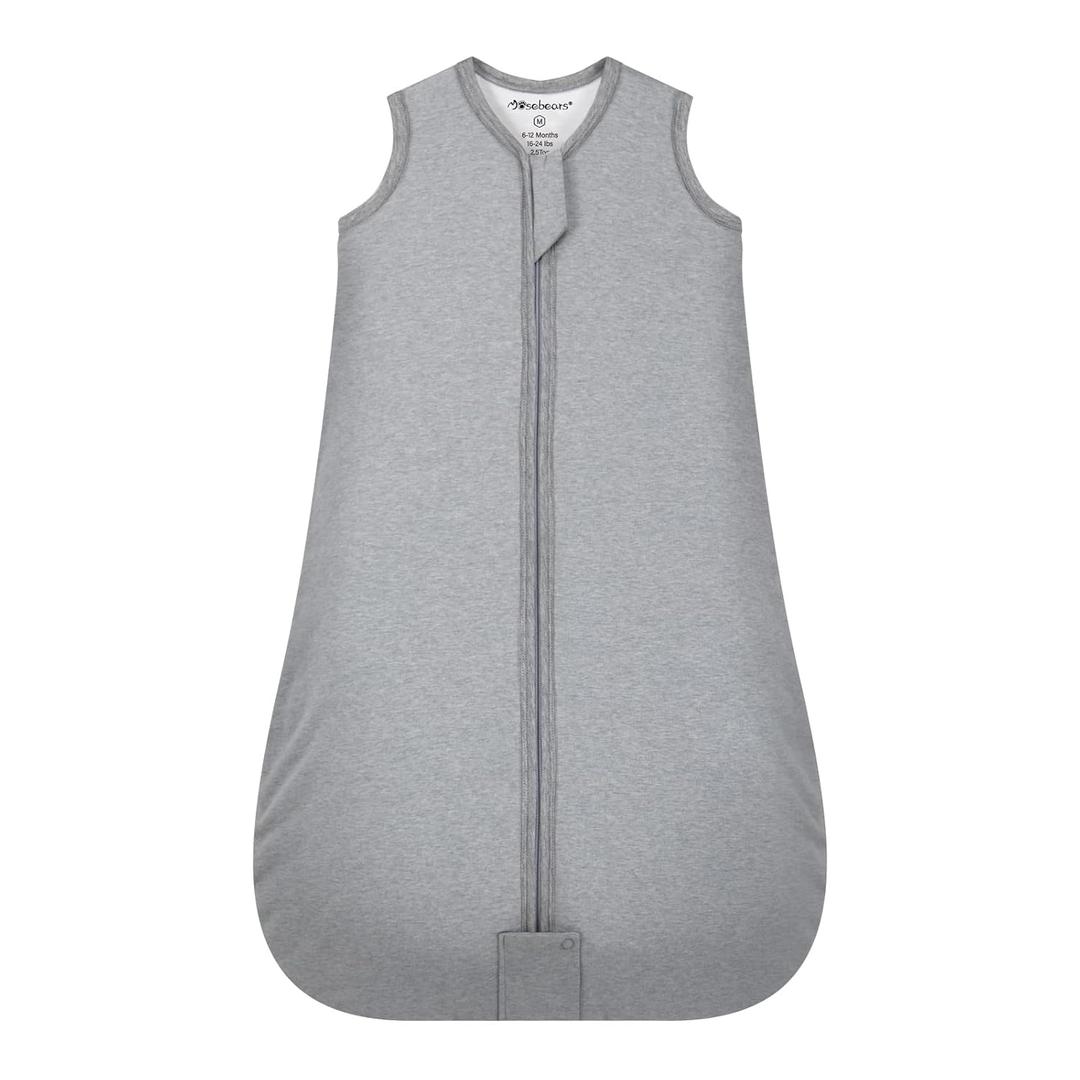 Mosebears Sleep Sack Baby Winter Wearable Blanket with 2-Way Zipper,2.5 TOG Cotton Sleep Sack Unisex (Grey, 0-6 Months)